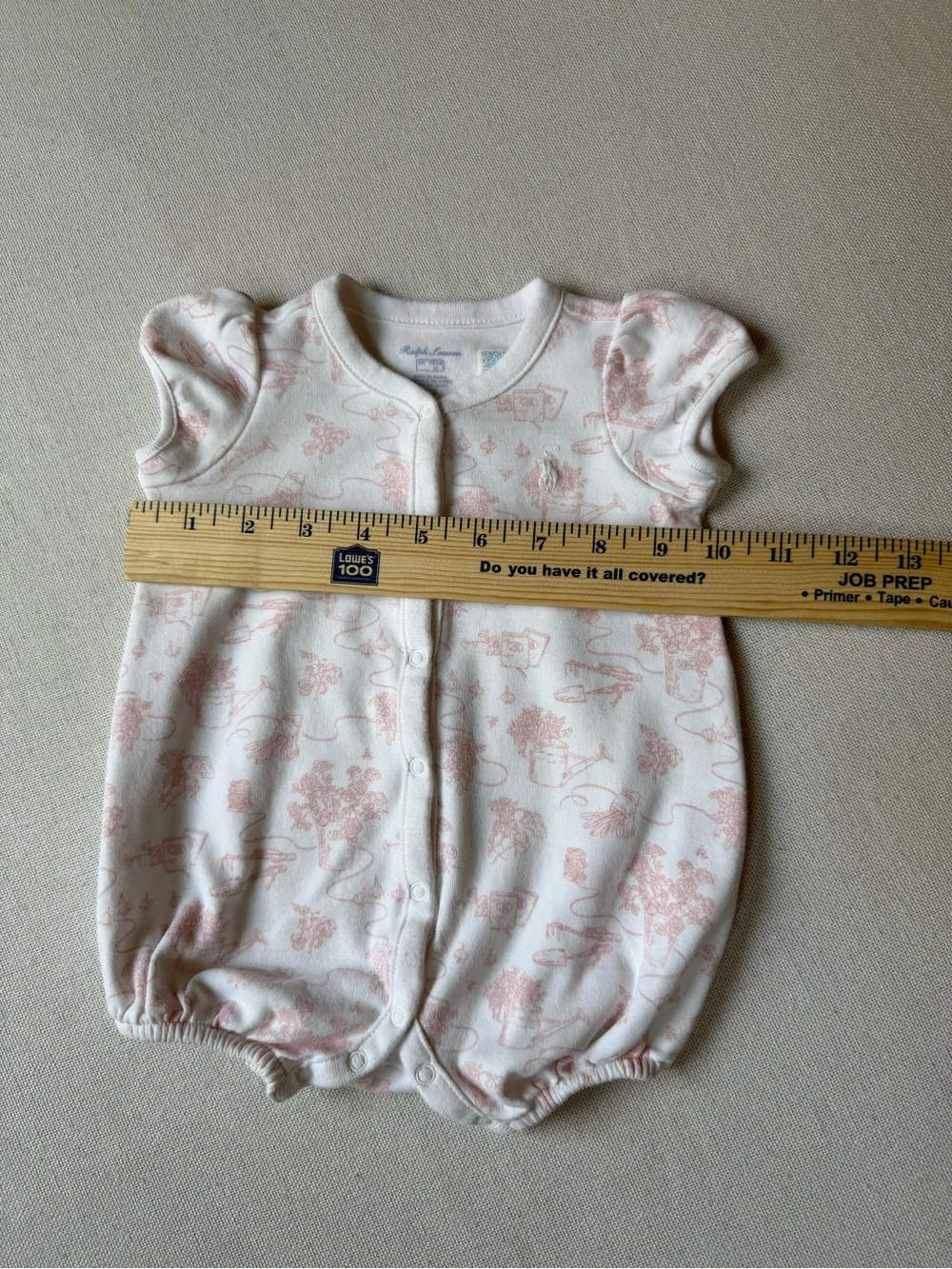 Ralph Lauren Garden Print Puff Sleeve Cotton Romper 3M